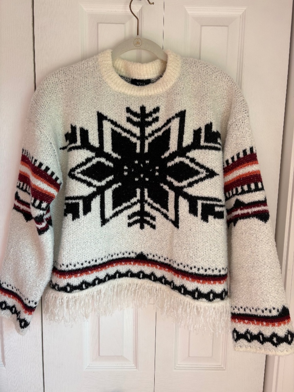 Snowflake Fringe Sweater/ Size S/ New/ Vici